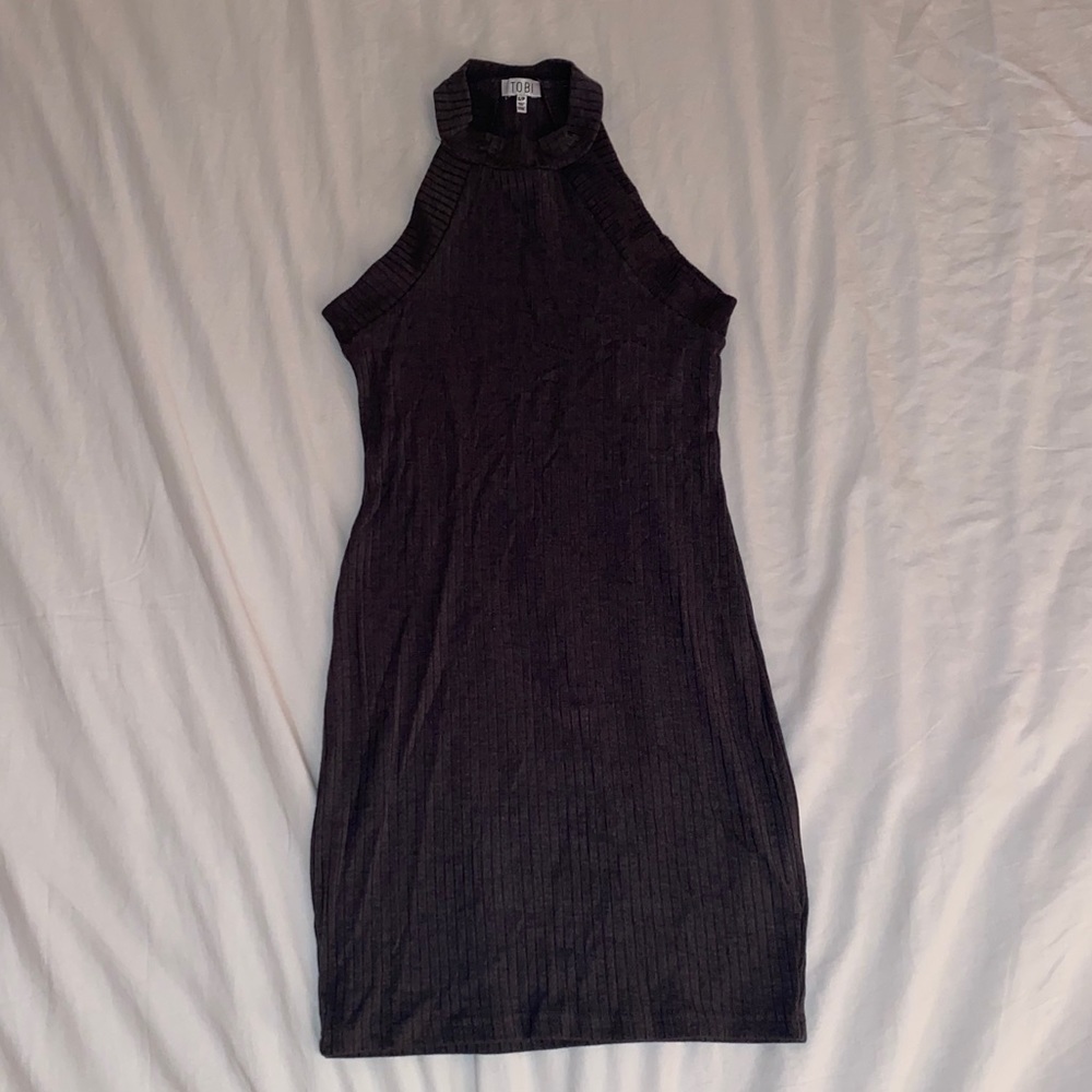 Tobi High-Neck Ribbed Bodycon Dress